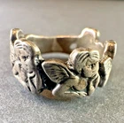 New ListingVintage 925 Solid Sterling Silver ANGELS Ring with Heavy Patina Size 5.75