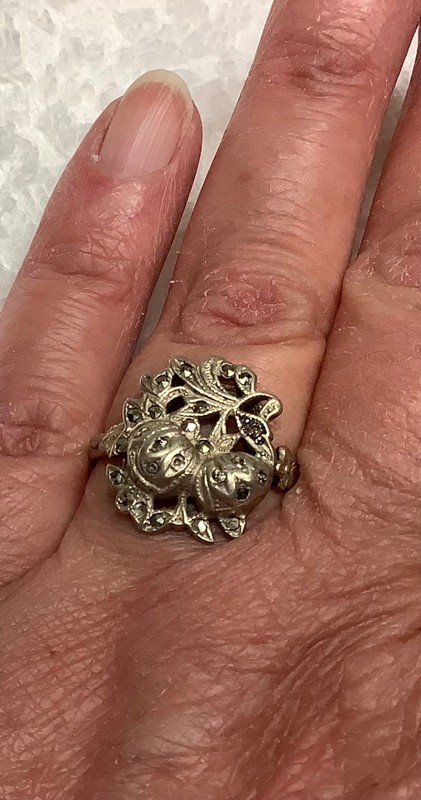 Awesome Vintage Pumpkin Ring Sterling 2 Pumpkins in the Patch w/ Moissanite