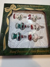 6 Glass Mushroom Shaped Ornaments In The Box
