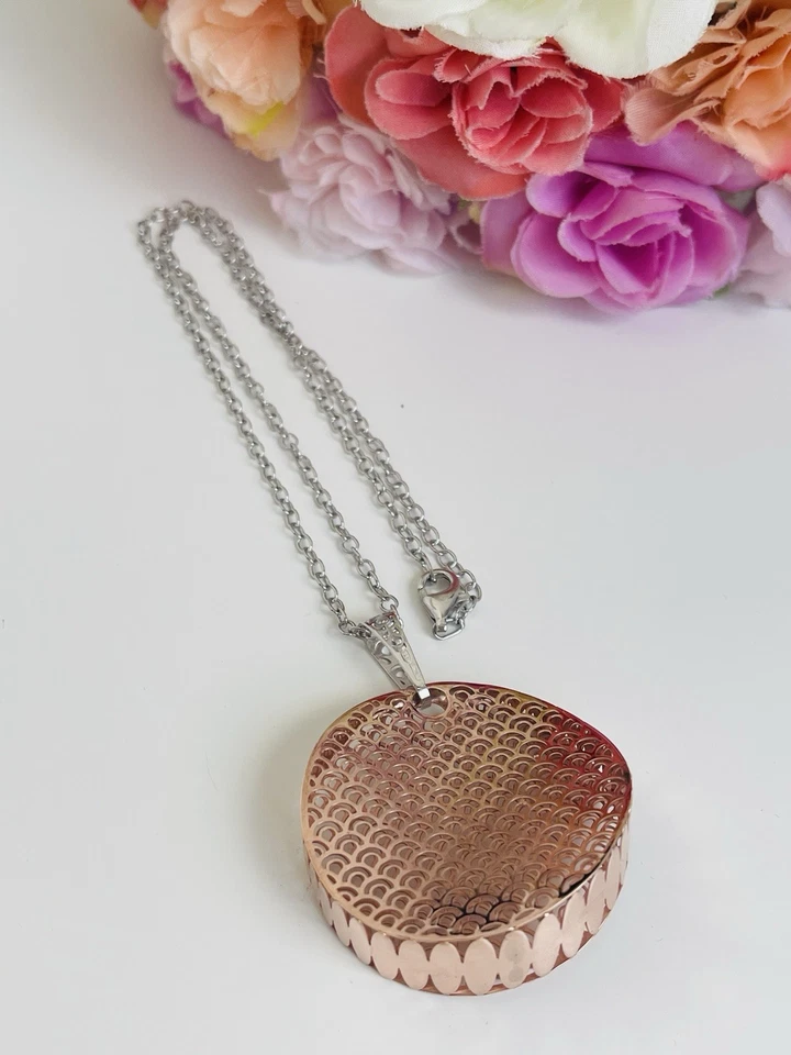 Collana Cerchio Traforato Color Oro Rosa In argento - Immagine 4 di 4