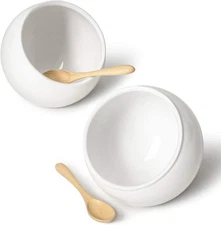 LE TAUCI Salt Pig Ceramic Salt Cellar Set 12oz with Wooden Spoons Wide-Mouth ...