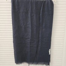 ZARA Navy Fringed Scarf - Light and Soft Cotton, One Size