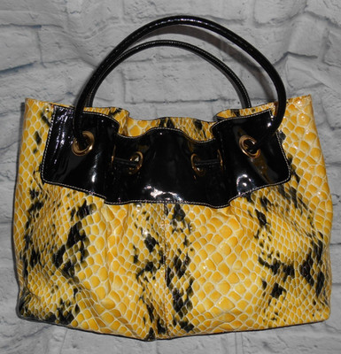 ROBERTA GANDOLFI Italy genuine leather Large Yellow & black Bag/purse Ex shape