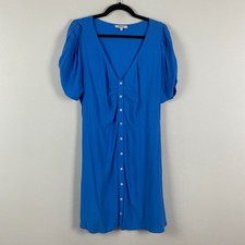 Madewell Blue Nannie Cuff Sleeve Button Front Mini Dress Size 16 NL166