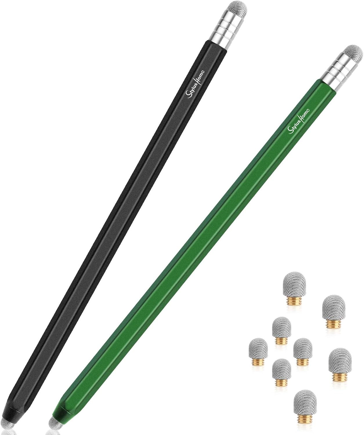 StylusHome Dual-Tip Touch Screen Stylus 2-Pack in Green and Black - High Sensitivity