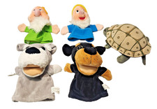 Lot of 5 Plush Animal Hand Puppets 2 Disney Dwarves 1 Turtle 2 Puppy Dogs