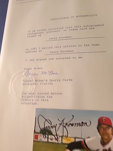 1981 JERRY KOOSMAN POSTCARD SIGNED WITH AUTHENTICATED LETTER - Picture 1 of 7