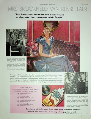 Original 1935 Vintage Camel Ad: Mrs. Brookfield Never Found Cigarette like Camel
