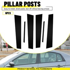 Gloss Black Pillar Posts For Acura Tl 2004-2008 6pc Set Door Trim Piano Decal Ej