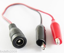 1set Medium Alligator Clip to 2.1x5.5mm DC Jack Female DC Power Cable 30cm/1FT