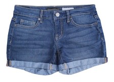 Women's Aeropostale "Midi" Low Rise Dark Blue Denim Cuffed Jean Shorts Size 0