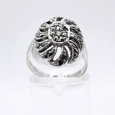 Jugendstil Damen Ring 925 Silber mit Markasiten Edelstein - Bild 1 von 4