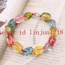 Pretty 10x15mm Multicolor Irregular Tourmaline Gemstone Necklace Bracelet Set