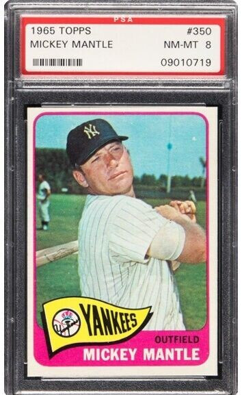 1965 Topps #350 Mickey Mantle PSA-8. High End-Super Sharp Corners ,& Clean. Nice