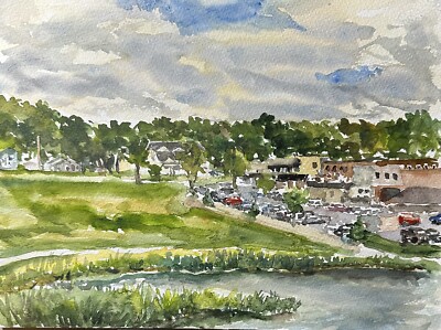 Rockford, Michigan From Across The River - Original Watercolor Painting