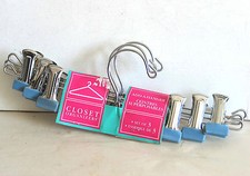 3 Pc Set Add A Hanger Clothes Chrome w Blue tips 11.5" wide NOS FREE SH