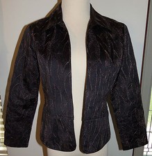 Womens Chicos Sz 0 Long Sleeve Jacket Open Front Lined Blazer Metallic