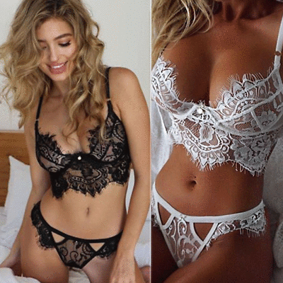 Women Sexy Lace Lingerie Bralette Bra Set Thong Underwear Nightwear pajamas 