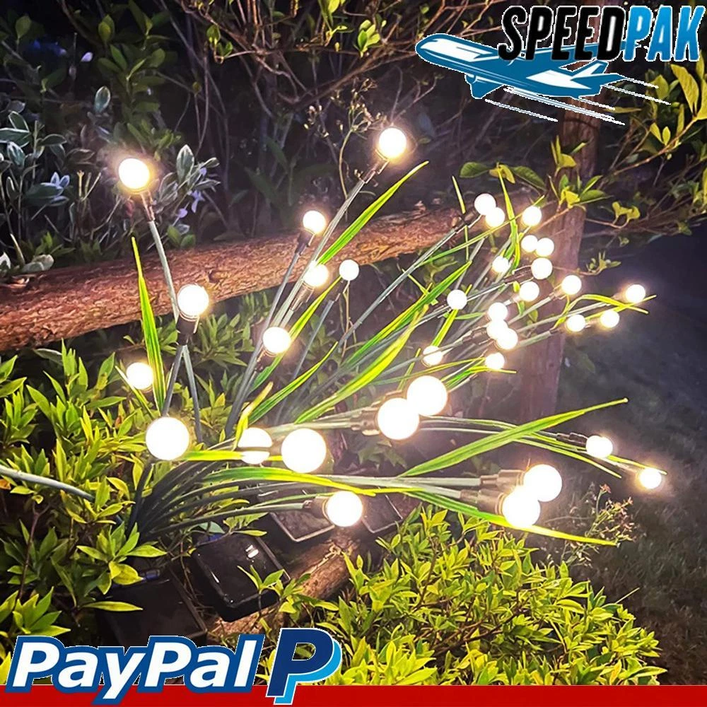 Solar Garden Lights Leaf Design IP65 Waterproof Convenient 2 4PCS Firefly 8 LEDs