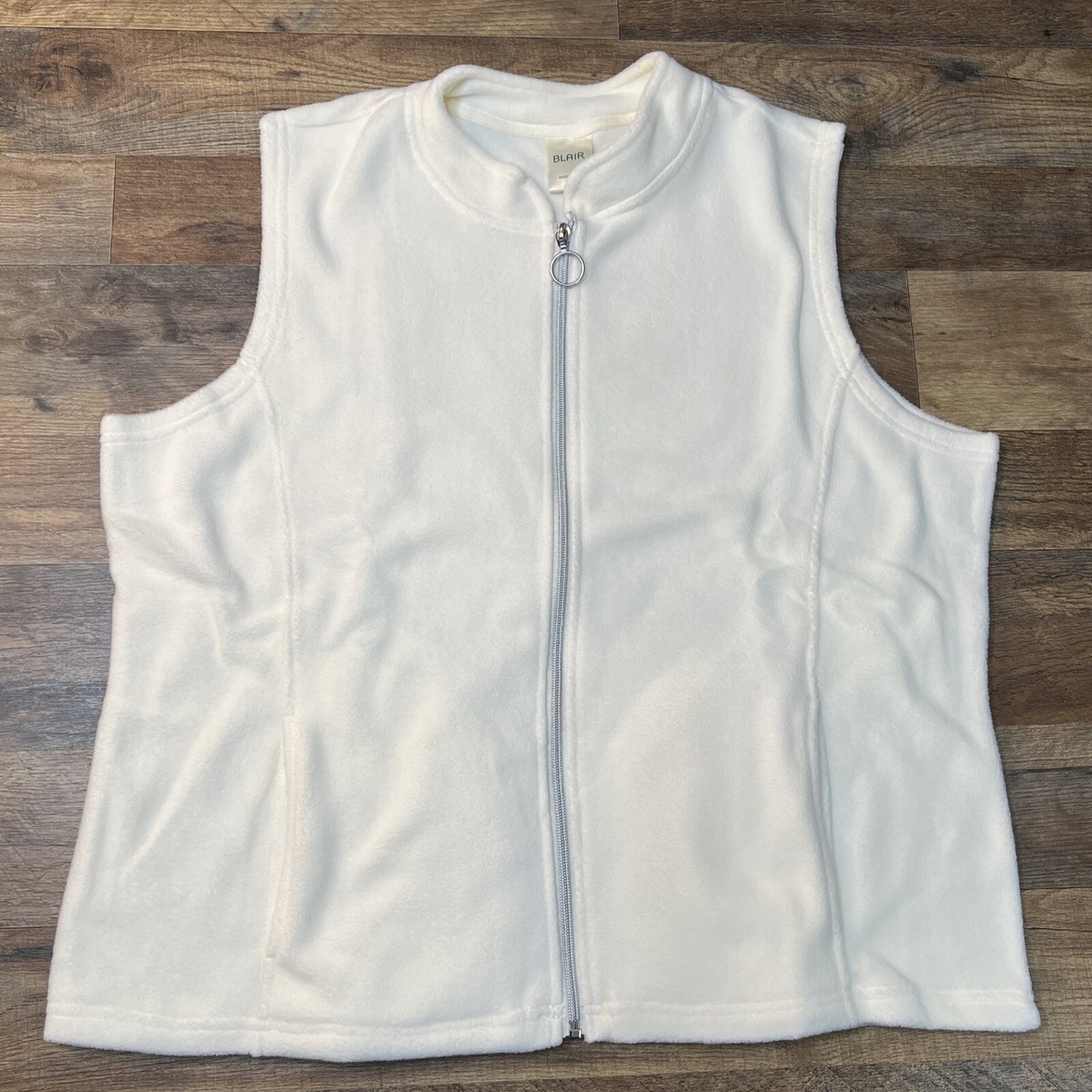 Ladies Fleece Jacket Sweater Super Soft White Size Large by BLAIR NWT New