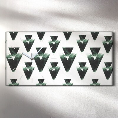 Wandbild Leinwand Bilder mit Uhr 60x30 Doppel Dreiecke Modernes Geometrisch