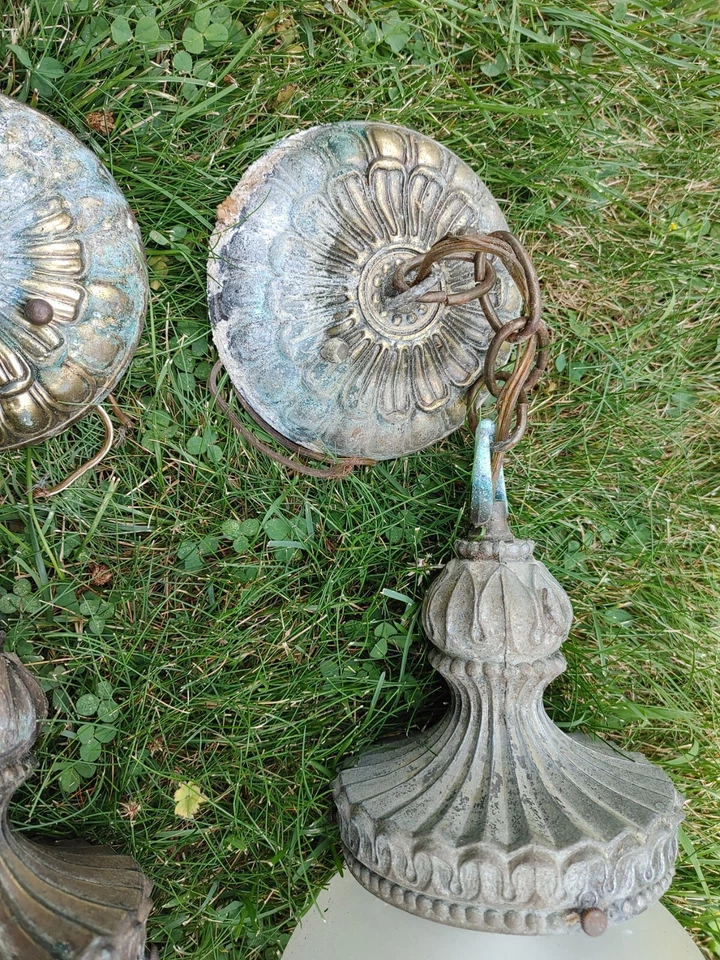 Forecast Lighting Company Frosted ceiling Pendant Light fixtures 60-70's rusty - Image 2 of 4