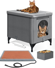 Heated Cat House for Outside, Foldable Outdoor Cat House for Winter Insulated Wa
