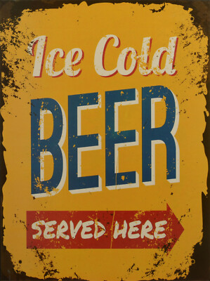 Blechschild ''Ice Cold Beer'' Bier Bar Weizen Pils Ale Brauerei  Geschenk 33x25cm