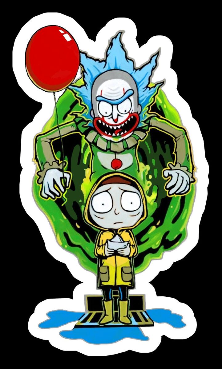 Rick Morty It Clown 3.5 Inch Cartoon Funny Glossy Vinyl Sticker  indoor/outdoor