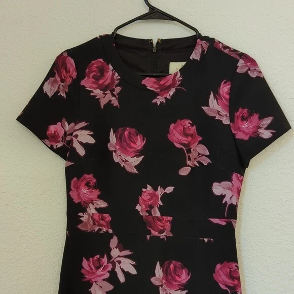 Abito Kate Spade Encore Rose linea A nero rosa 4 preppy matrimonio romantico