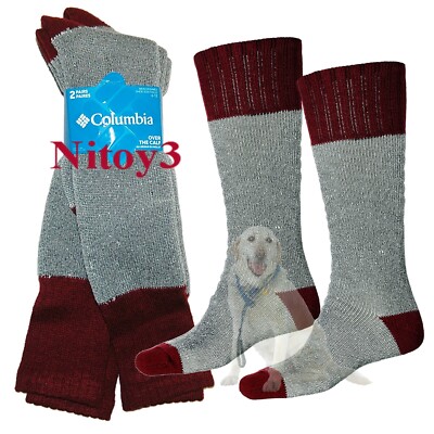 Columbia Sportswear Ski-Hunt Socks-Merino Wool Blend Over Calf Men 2-Pack Large