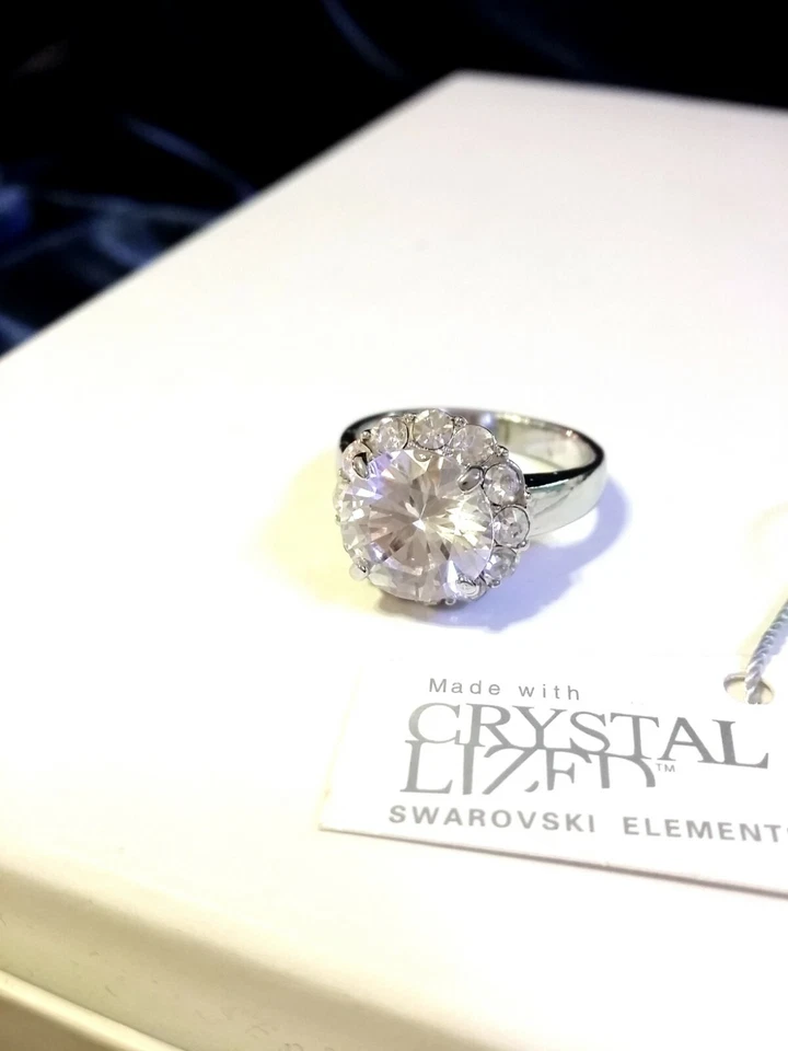 Anello Donna Rod. Oro Bianco  CRISTALLI SWAROVSKI ELEMENTS ORIGINALI Argento - Immagine 4 di 4