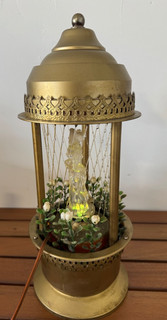 Vintage Working Spinning Greek Goddess Oil Rain Lamp Table Top 16" Rainbow Light