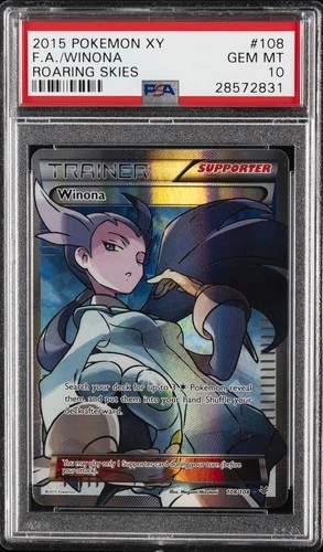 2015 POKEMON XY ROARING SKIES #108 FULL ART/WINONA PSA 10