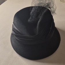 Superb Felt Vintage Black Felt Hat with Veil, Size 6, MPN 637863
