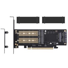 3-in-1 M.2 and mSATA SSD Adapter Card NVME to PCIE SATA III 2 Aluminum Heatsink