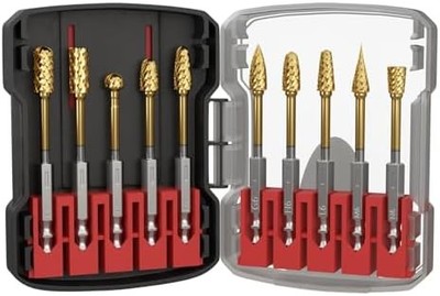 10 Pcs Titanium Carbide Burr Set, 1/4 Inch Hex Quick Change Shank | Titanium gol