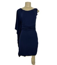 NEW Studio M Small Women Alessia Navy Jersey Drama Sleeve Shift Party Dress 1-1
