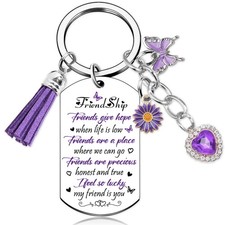 Best Friend Birthday Gifts for Women - Funny Friendship Keychain Purple Butte...