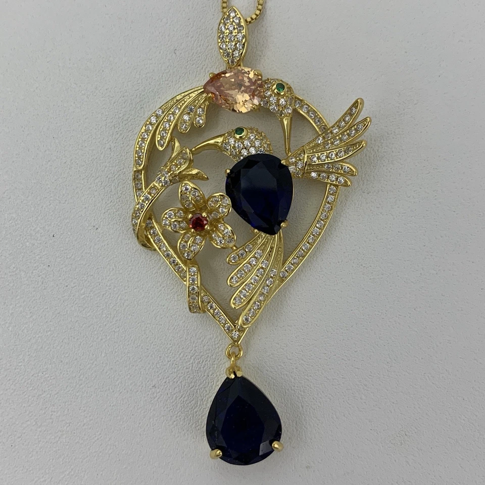 Collar Colgante Daniel Steiger Plata Esterlina Colibríes Dorados Foto 2 de 4