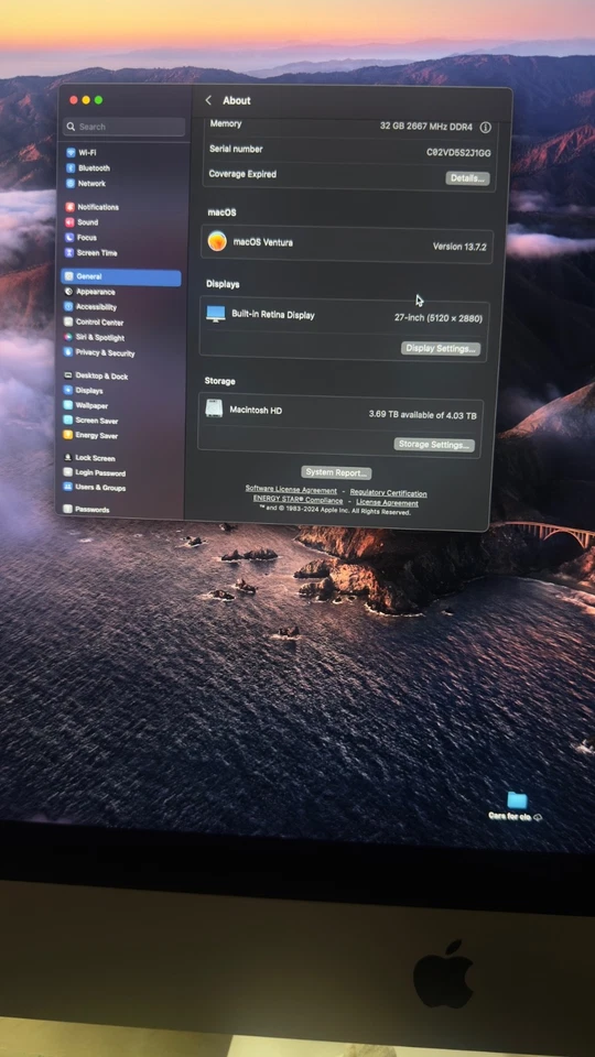 Apple iMac 27" Desktop with 5K Retina Display, 3.4GHz, MNEA2LL/A - (June, 2017) - Image 3 of 4