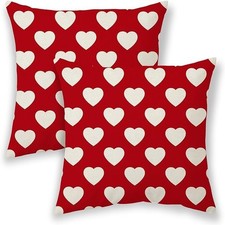 BETGINY Valentines Pillow Covers 16x16, Red White Love Heart Outdoor Decorative