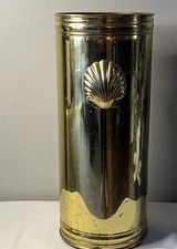 Brass Umbrella Stand Bate’s Brass Nautical Shell Umbrella Bin ENGLAND Vintage