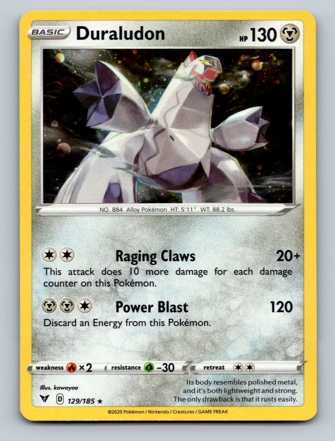 Duraludon 129/185 Holo Rare Vivid Voltage Pokemon Lightly Played