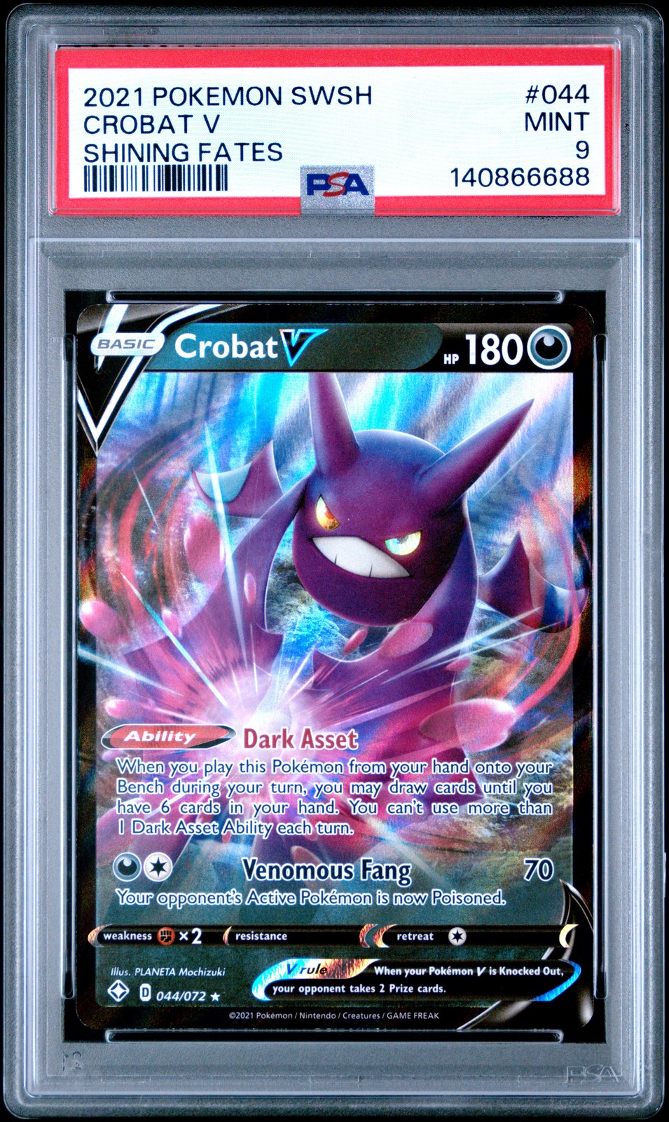 2021 POKEMON SWORD & SHIELD SHINING FATES #044 CROBAT V PSA 9
