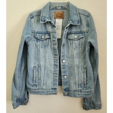 Jacket-Jean-Classic-Levi-Child Size-Light Wash-Button Up-Slit Pockets-Child XLJ