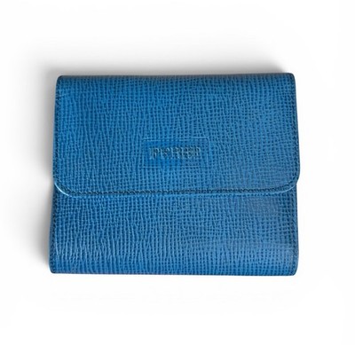 Vintage 90s Gianfranco Ferre Leather Croc Bi Fold Wallet Electric Blue NWOT