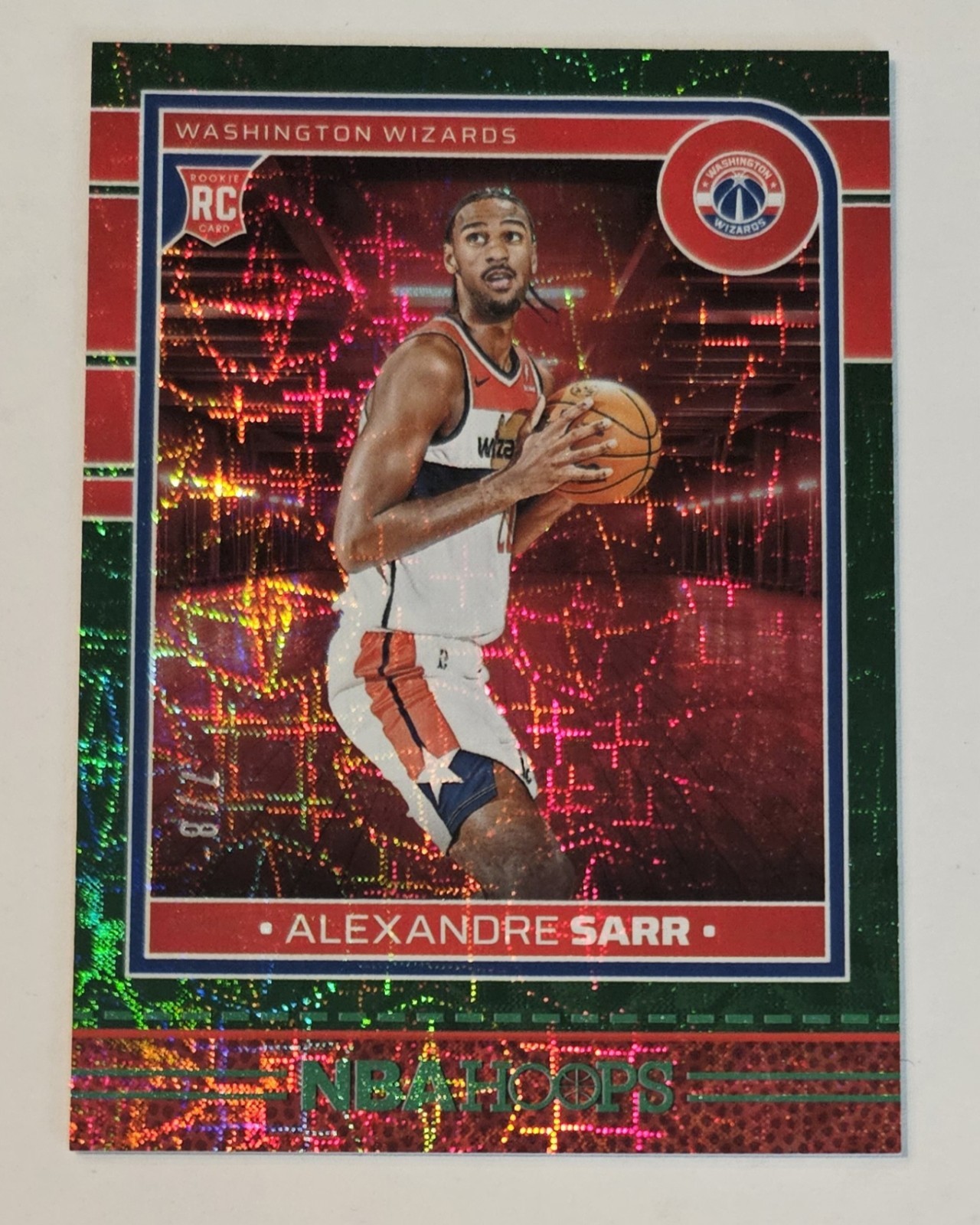 ALEXANDRE SARR RC SN/8 2024-25 Panini NBA Hoops - Green Scope Prizm #232 Wizards