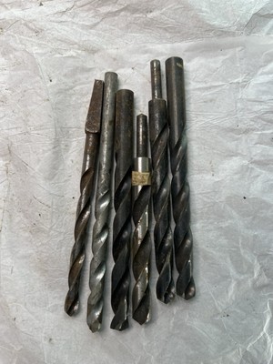 Vintage 6pc Mixed HSS Drill Bit Lot USA Made 7/16'' 19/32'' S&D Machinist Tools
