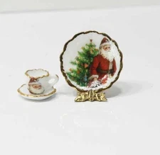 Dollhouse Miniature Christmas Santa Place Setting by Reutter Porcelain
